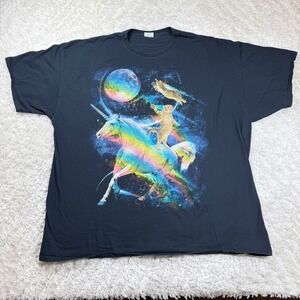 Jerzees Hi Densi T 3XL Graphic T-Shirt Cat Unicorn Moon Space Psychedelic Y2K